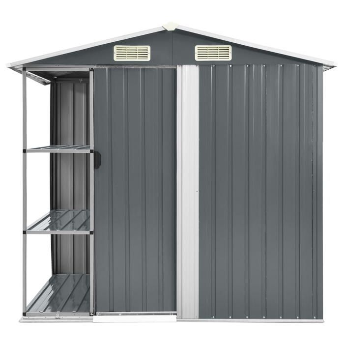 VidaXL Garden Shed with Shelf Grey 205x130x183 Cm Iron
