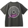 Pigment Dyed Circle Text Logo Short Sleeve Size Medium X-girl Tee, 105253011016, Black,