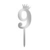 Number Cake Topper Gold Silver Crown Acrylic 0-9 Digital Birthday Party Cake Insert Cake Decoration Wedding Cakes Dessert Decor