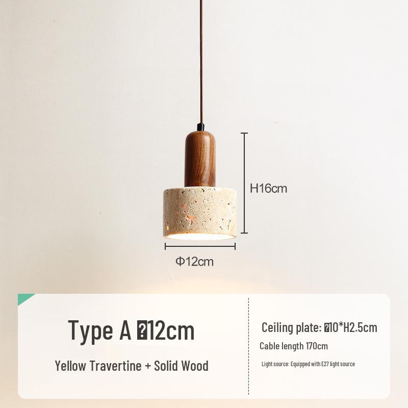 

Yellow Travertine Stone Pendant Lamp: Japanese Wabi-Sabi Style for Bedroom or Restaurant Warm Light