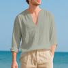 Men S Loose Breathable Linen Casual Long Sleeve T Shirt Plus Size Autumn