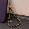 Luxury Black Gold Crystal Phone Chain Strap Bead Korean Bracelet For iPhone Samsung Accessories Hanging Rope Pendant Jewelry