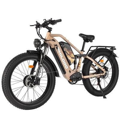 Philodo Jumbo Elektrofahrrad 1500W x2 Spitzenleistung Motor 26" Fat Tire Vollfederung Elektrofahrrad für Erwachsene 48V 46AH LCD Display Maximale Traglast 150kg