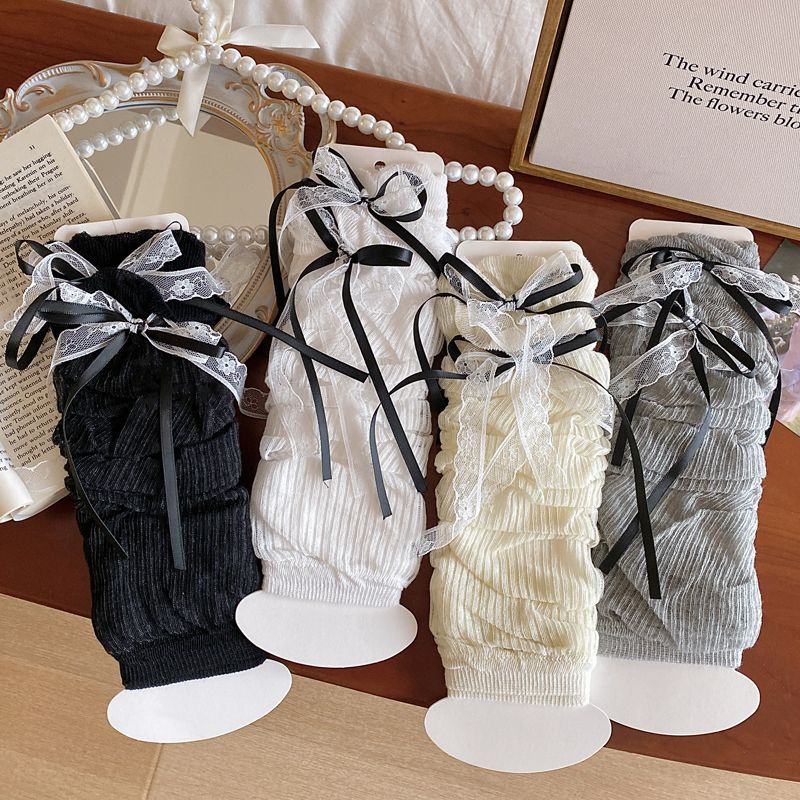 

Young Adult Lace Oversleeve Japanese Style Sweet and Cute Bows Lolita Oversleeves Women s Summer Thin Type Sunscreen Protective Glove Black One size