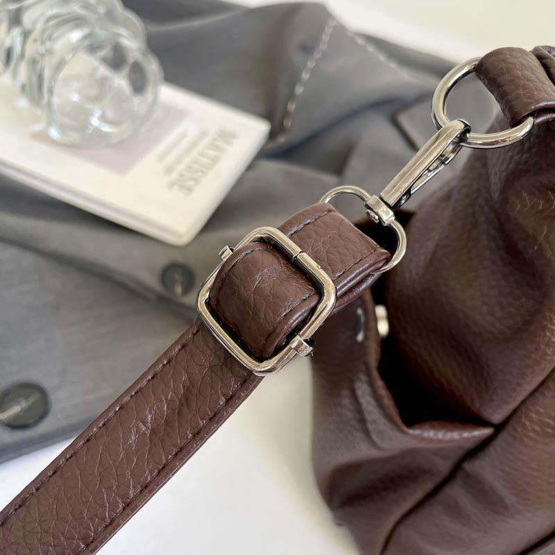 Womens Stylish Litchi Texture Handbag Adjustable Strap Vintage Leather Shoulder Bag for Daily  for Daily Commute Work Shopping and Weekend Outings