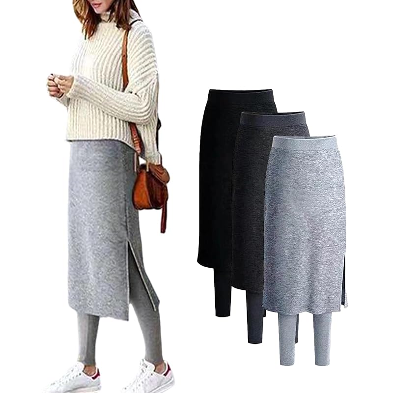 

[Gfuracefuliayer] skirt pants ladies leggings below the knee spring autumn Plain color adult straight skirt tight pants telescopic trekking stretch