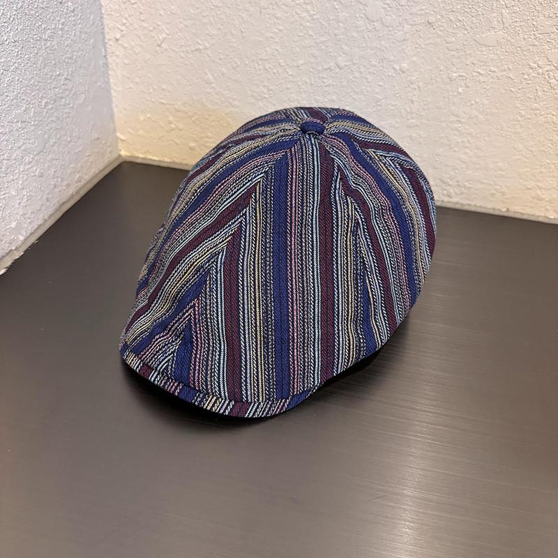 Vintage Japanese Striped Baseball Cap With Sun Protection For Summer Casuals