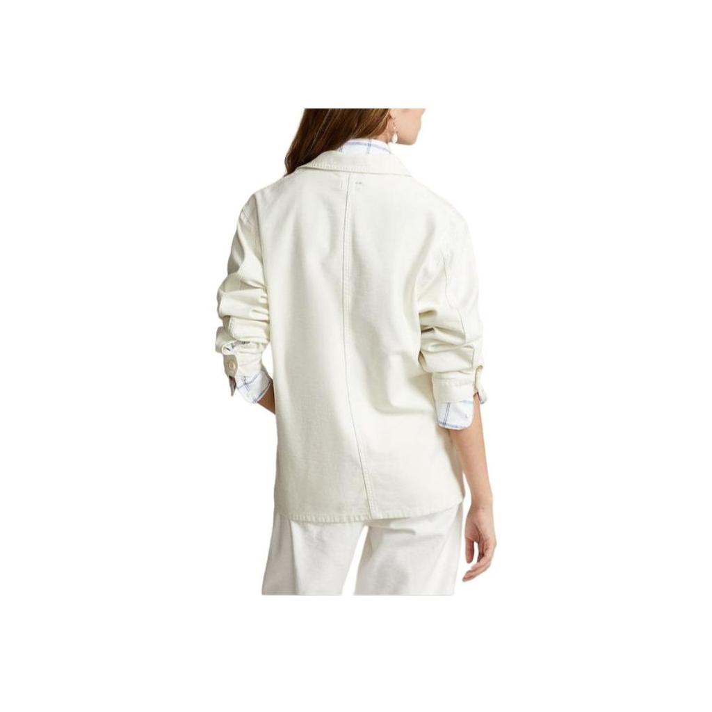 Polo Ralph Lauren SS24 Solid Color Loose Fit Long Sleeve Jacket Women Jacket White WMPOOTWN5V20236-101