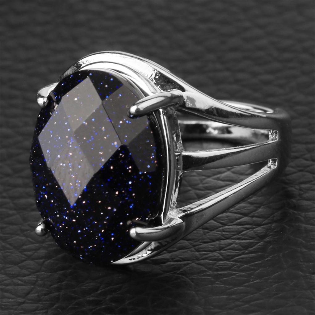 Elegant And Durable Natural Stone Ring For Women Blue Tarnish-resistant Finger