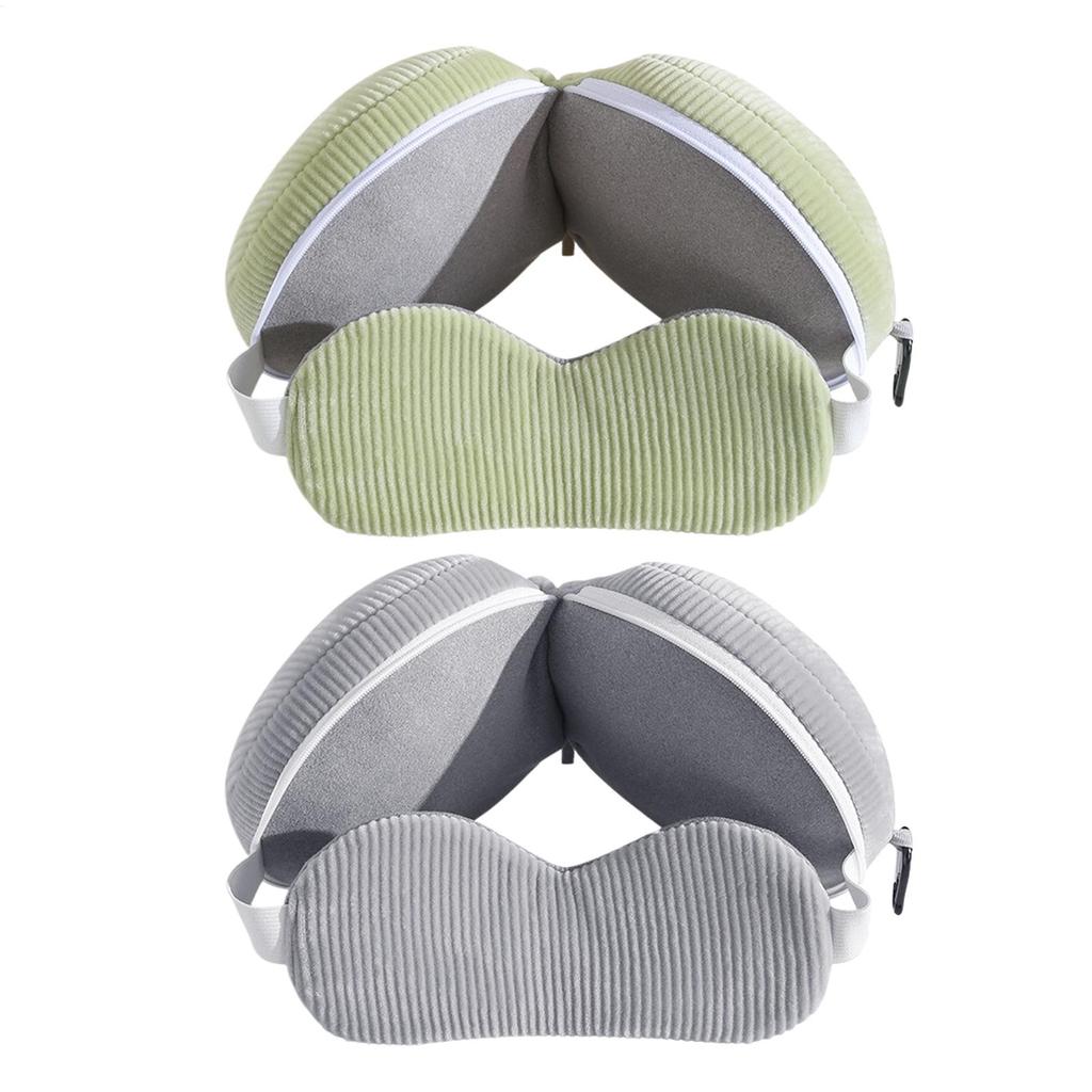 Travel Neck Pillow 2 In 1 Eye Mask Pillow Foldable Multifunctional Travel Pillow Light-blocking With Storage Hook Neck Pillows