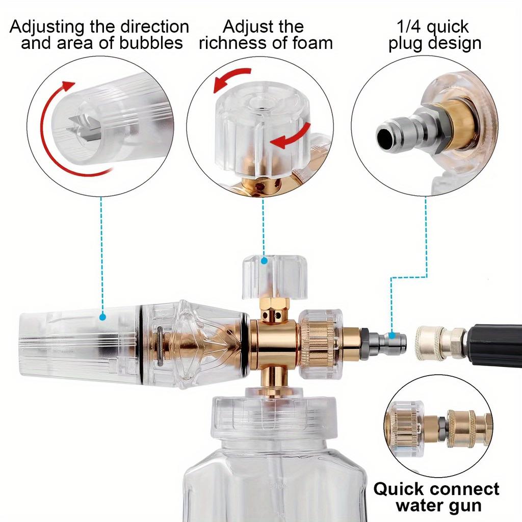 High pressure foam spray bottle 1/4 '' quick connection foam cannon adjustable fan-shaped nozzle for car cleaning