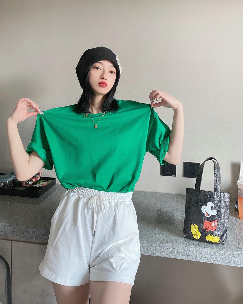 2022 European Style Women's Plus Size Casual Solid Color Short-Sleeve Summer T-Shirt