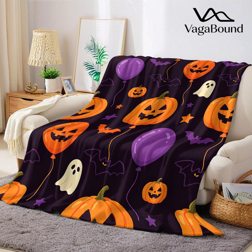 Halloween Balloons Flannel Blanket Warm Soft Halloween Christmas All-Season Couch Decorative Cozy Warm Gift
