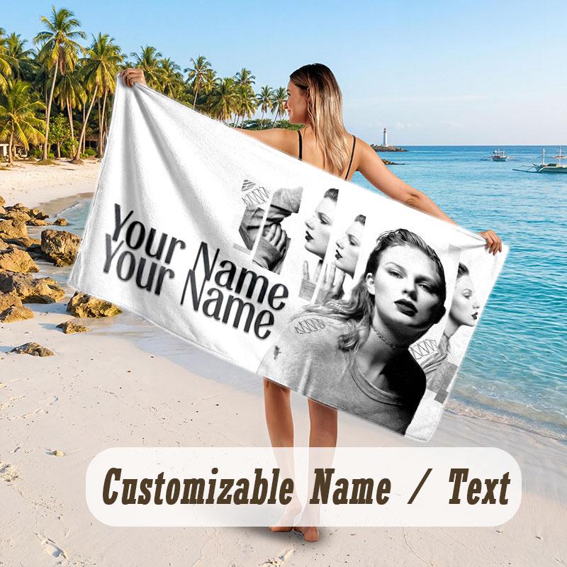Custom Name Large Beach Towel,Taylor Swift Quick Absorbent Towel For Outdoor Travel Poolside