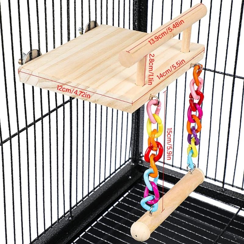 E15D Parrots Perch Stand Bird Hammock Cage Swing Chewing Rack Toy Stand Playstand