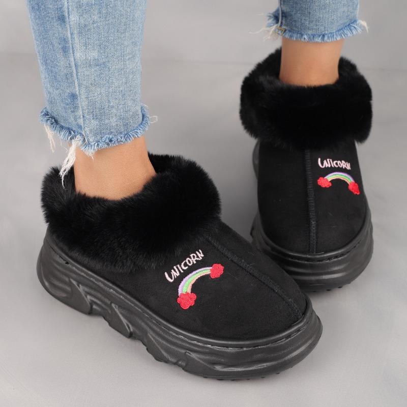 

Хлопковые ботинки на толстой подошве Хлопковые туфли Теплые и увеличивающие рост ботильоны Зимние ботинки 40/41 чёрный