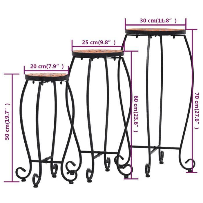 VidaXL Tables mosaïque 3 pcs Terre cuite Céramique 46701