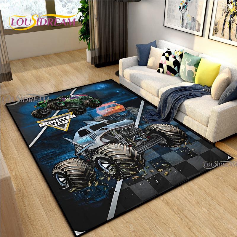 Monster Jam Truck Game Carpet for Living Room Bedroom Rug Kitchen Kids Door Unslip Floor Mat Birthday gift photography props Rug