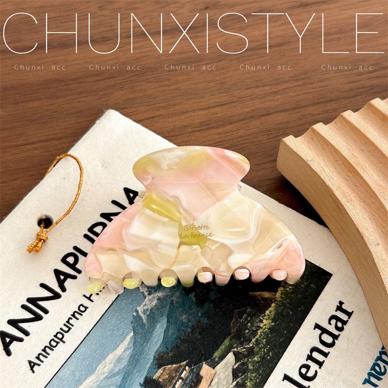 Korean Elegant Acetate Medium Claw Clip for Women - Simple Half-Up Shark Hair Accessory