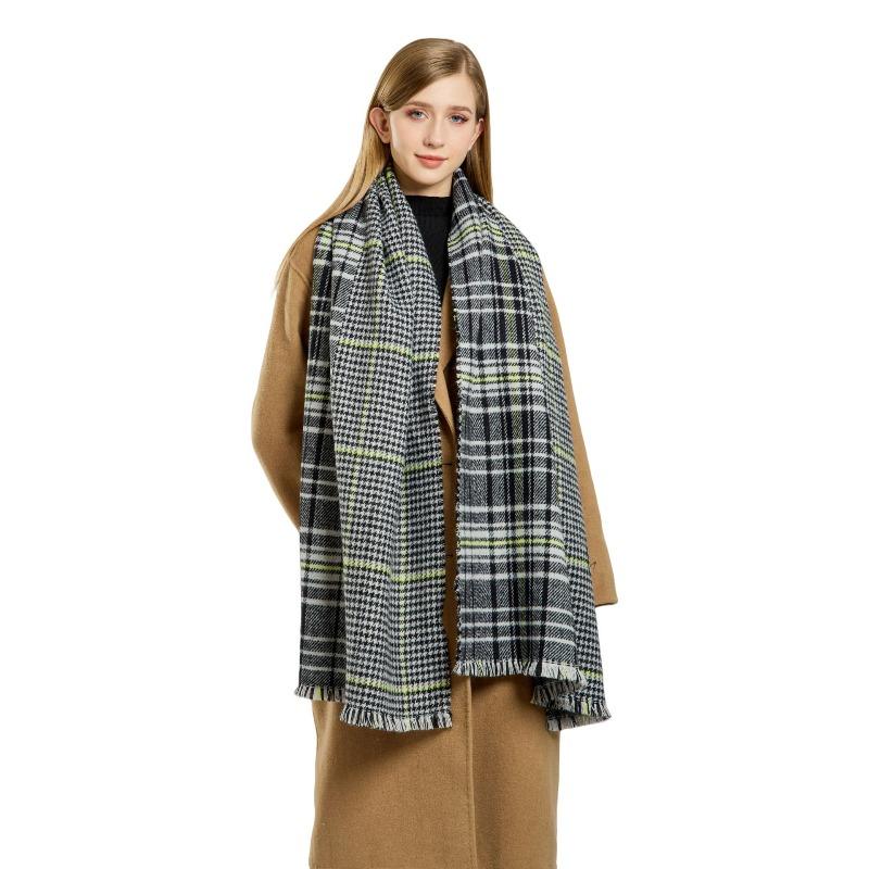 Plaid contrasting color thickened scarf women's imitation cashmere high-end sense versatile warm scarf autumn and winter new scarf