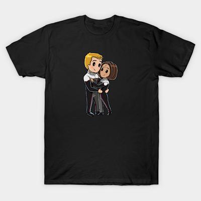 Men Black Print T-shirt Tom And B'Elanna Just Got Engaged! No-Cut Transfer Paper Print Cotton Tshirt