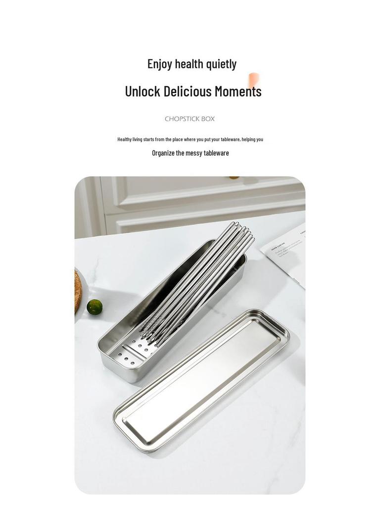 Stainless Steel Portable Cutlery Storage Box - Waterproof & Mildew-Proof for Outdoor Picnics