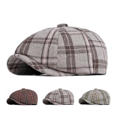 Hatt Menn Høstvinter Varm Britisk Retro Åttekantet Hatt Rutete Beret Kvinner Avisgutthette Gatsby Malerhatter Gorro Hombre Boina