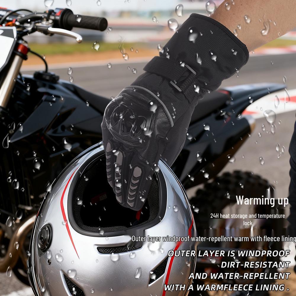 Windproof Full-Finger Motorcycle Gloves: Velvet-Lined, Non-Slip for Off-Road Riding In Winter/Autumn