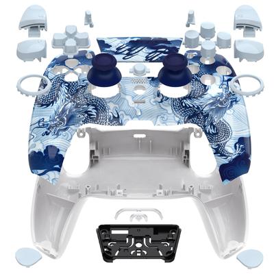 EXtremeRate Ühildub PS5-ga ja Uuesti Kujundatud Luna Täielikult Mustriga Korpuse Nuppude ja Puuteplaadi Kohandatud Mustad Asendus Ülemised ja Alumised Katted PS5 jaoks