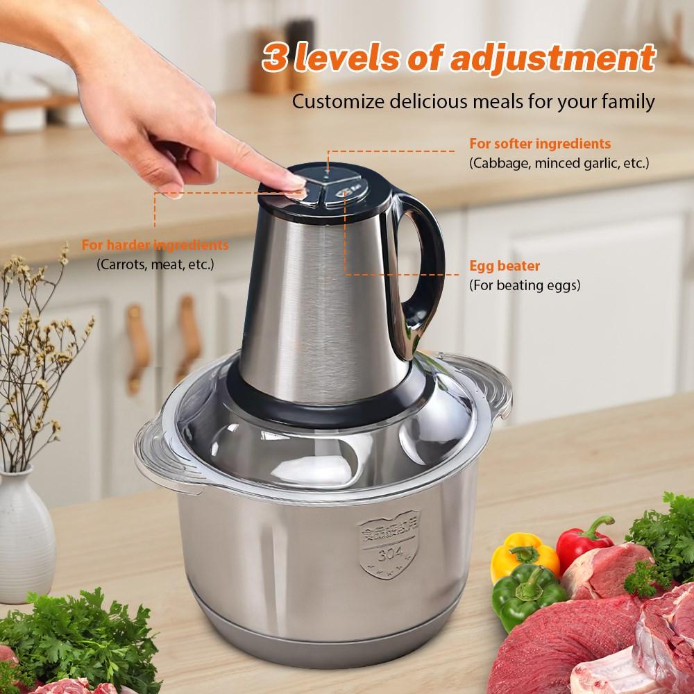 Electric 5l Stainless Steel Meat Grinder with 3 Speeds Multifunctional Food Processor for Vegetables and Meat Chopping