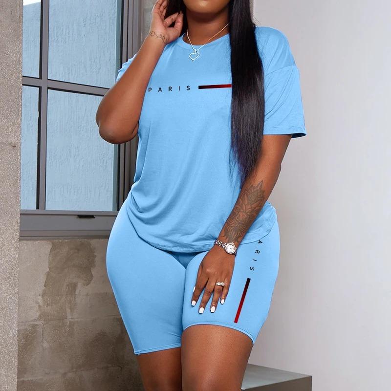 Women's Tracksuit Casual Summer Two Piece Sets Hot Sales Fashion Quality O-Neck Short Sleeve Sports T-Shirts Daily Clothing