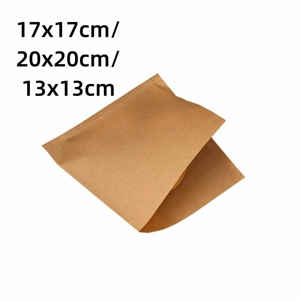100 Pièces Sacs en Papier Kraft Marron Résistants à l'Huile Sacs Triangulaires en Papier Blanc Jetables pour Emporter Alimentation Enduits Résistants à la Graisse