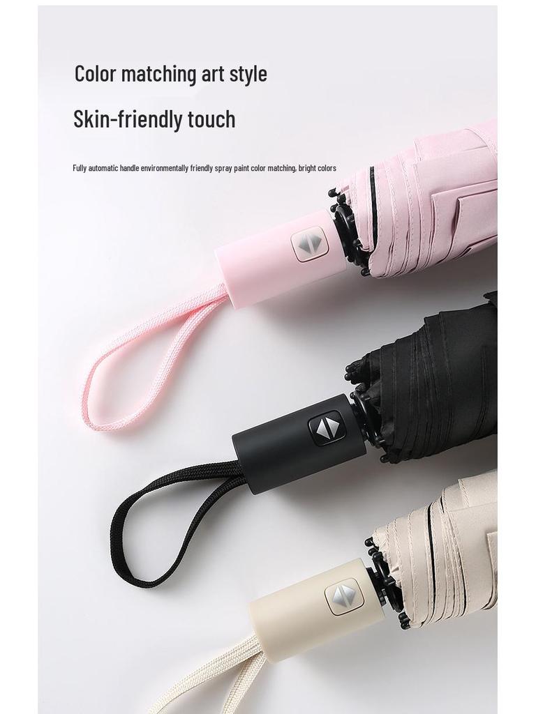 Compact Windproof Dual-Use Black Umbrella: UV Sunshade for Men & Women