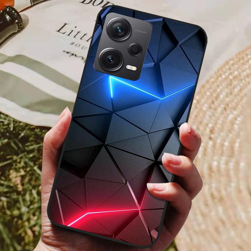 For Redmi Note 12 Pro 5G Case Note12 Covers Soft TPU Black Silicone Cover for Xiaomi Redmi Note 12 Pro+ 5G Plus Cartoon Painted