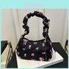 Bow Flower Pattern Print Small Square Bag For Women With Zipper Closure And Crossbody Strap For Daily Casual Use