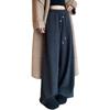 Women's Maternity Woolen Fleece-Lined High-Waist Wide-Leg Pants for Petite Sizes - Korean Style for Autumn/Winter