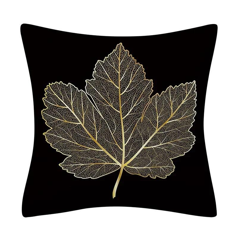Golden Leaf  Branch Pattern Pillow Covers Pattern Cushion Cover Suitable for Sofa Bedroom Car Pillow Cover