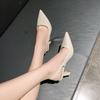 High heels thick heel pointed head French bag head sandals women's skirt temperament empty single shoes new summer
