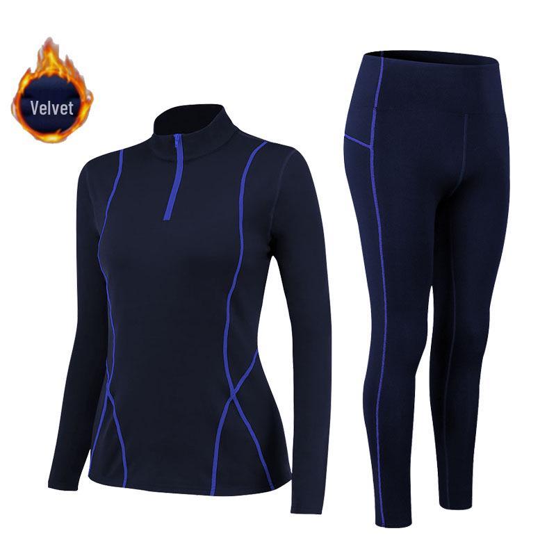 Women's Fleece-Lined Long-Sleeve Yoga Set: Warm, Slim-Fit Half-Zip Sweatshirt for Autumn & Winter Fitness