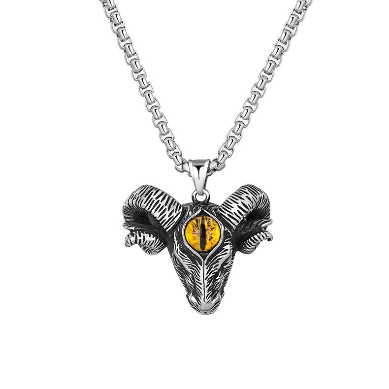 

Colorful Titanium Steel Bull Head Pendant Necklace - Retro Hip-Hop Style жёлтый