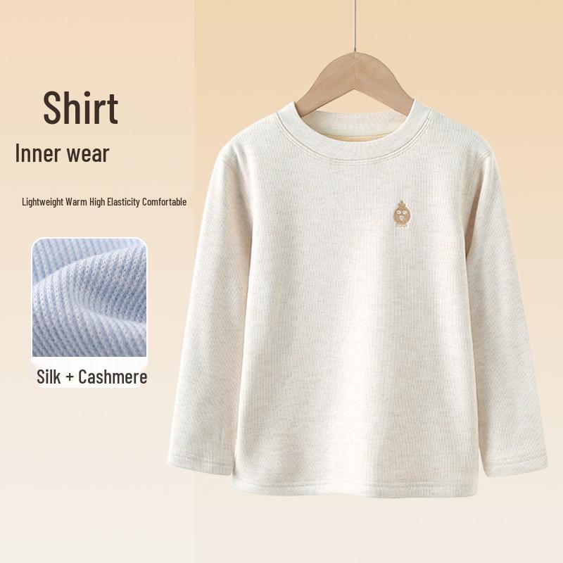 Boys' and Girls' Long-Sleeve Warm Base Layer T-Shirt for Autumn and Winter - Available for Middle and Big Kids.