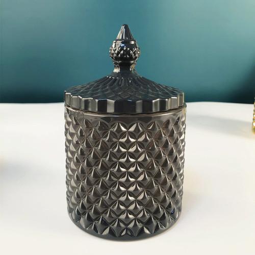 European Style Crystal Glass Storage Jar Creative Candy Jar Home Desktop Jewelry Cosmetic Swab Box Candle Holder Home Decoration