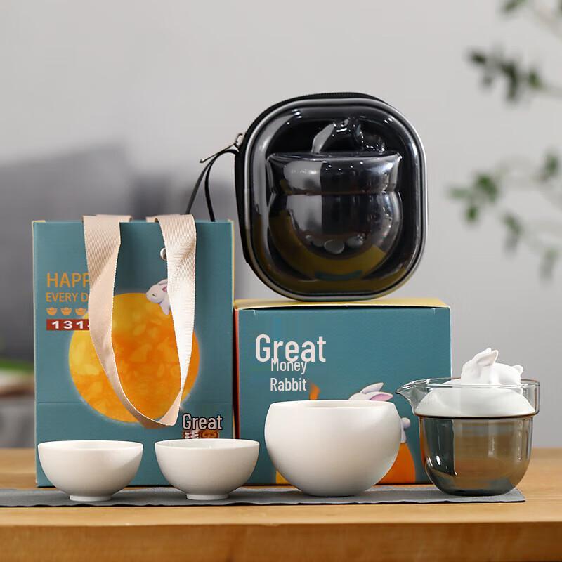 

Portable Ceramic Kung Fu Tea Set with One Pot and Three Cups