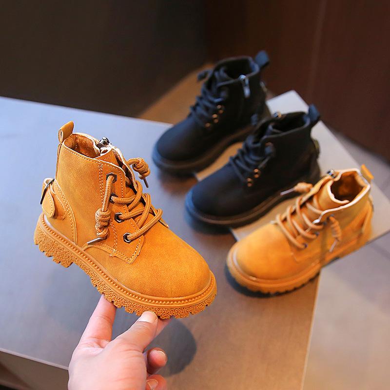 Boys Martin Boots Girls Short Boots 2025 Spring and Autumn New Children's Small Yellow Boots Versatile British Style Thin Single Boots Tide