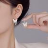 White Butterfly Earrings Super Flash Circle Three-Dimensional Micro-Inlaid Zircon Fashionable Light Luxury Elegant Drop Glaze Round Flower Earrings