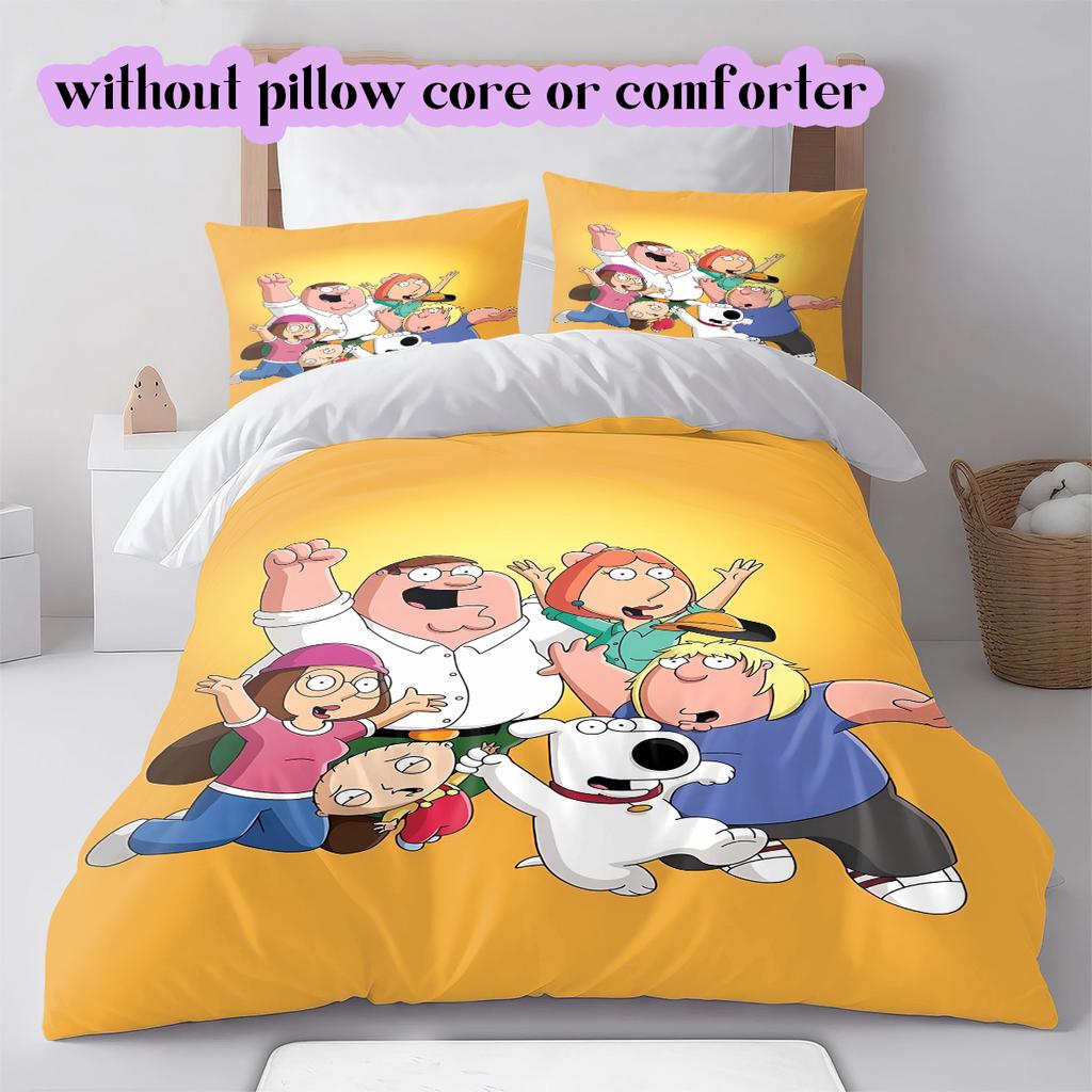 Family Guy Character Pattern Bedding Quilt Set Quilt Cover Pillowcase Home Decoration Birthday Gift (1*duvet Cover+ 2*pillowcase, Without Core)