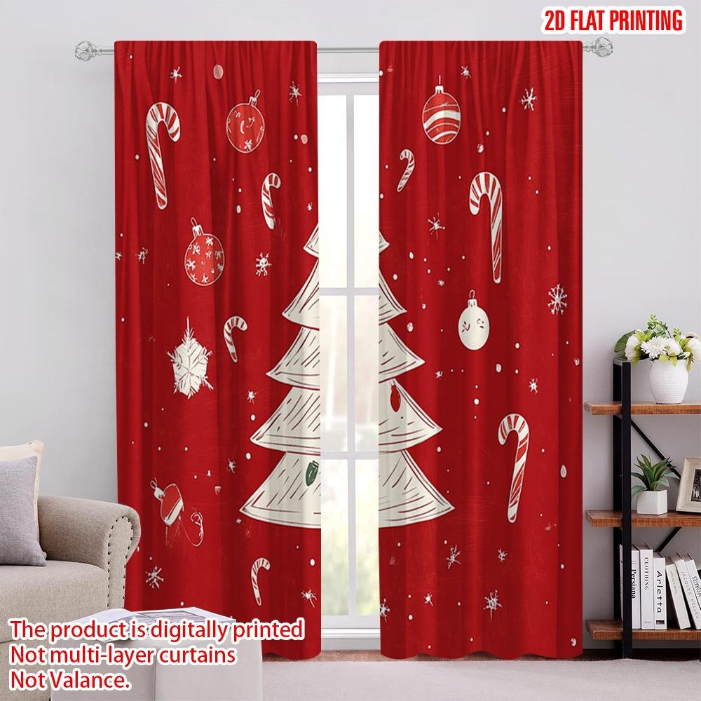 

2pcs,2D plane printing Window Curtain Christmas Tree Ornaments Snowflakes_a Polyester Fabric (without rod) Decorations For Home 52.50 × 116.00 cm 2 pcs