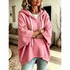 Women's Loose Seven Quarter Sleeves, Hooded Drawstring T-shirt, Batsleeved Top, Outerwear