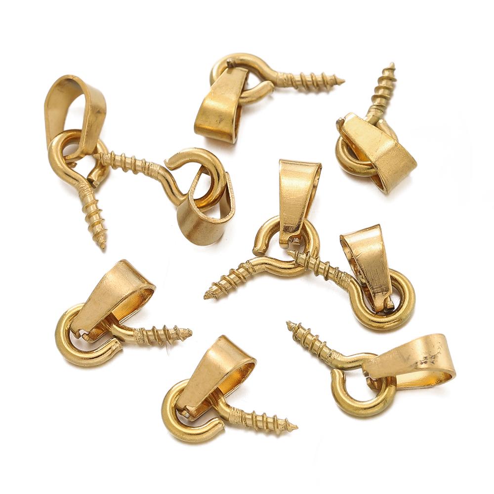 20pcs Stainless Steel Screw Eye Pins Bail Top Drilled Beads End Pendant Charms Connectors Dangle Charm for DIY Jewelry Making