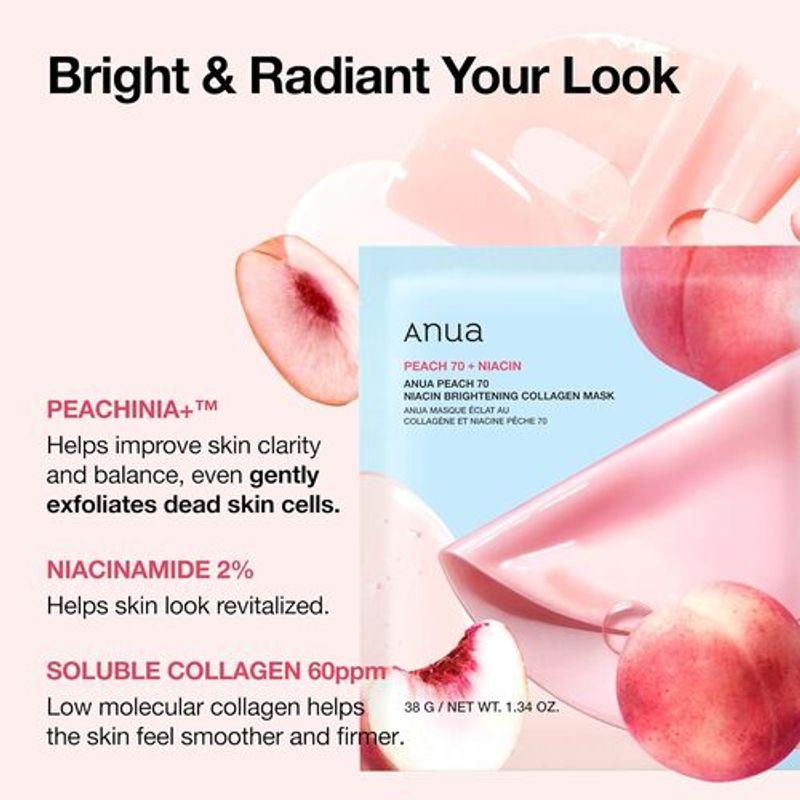 [Anua] Peach 70 Niacin Brightening Collagen Mask (4ea)
